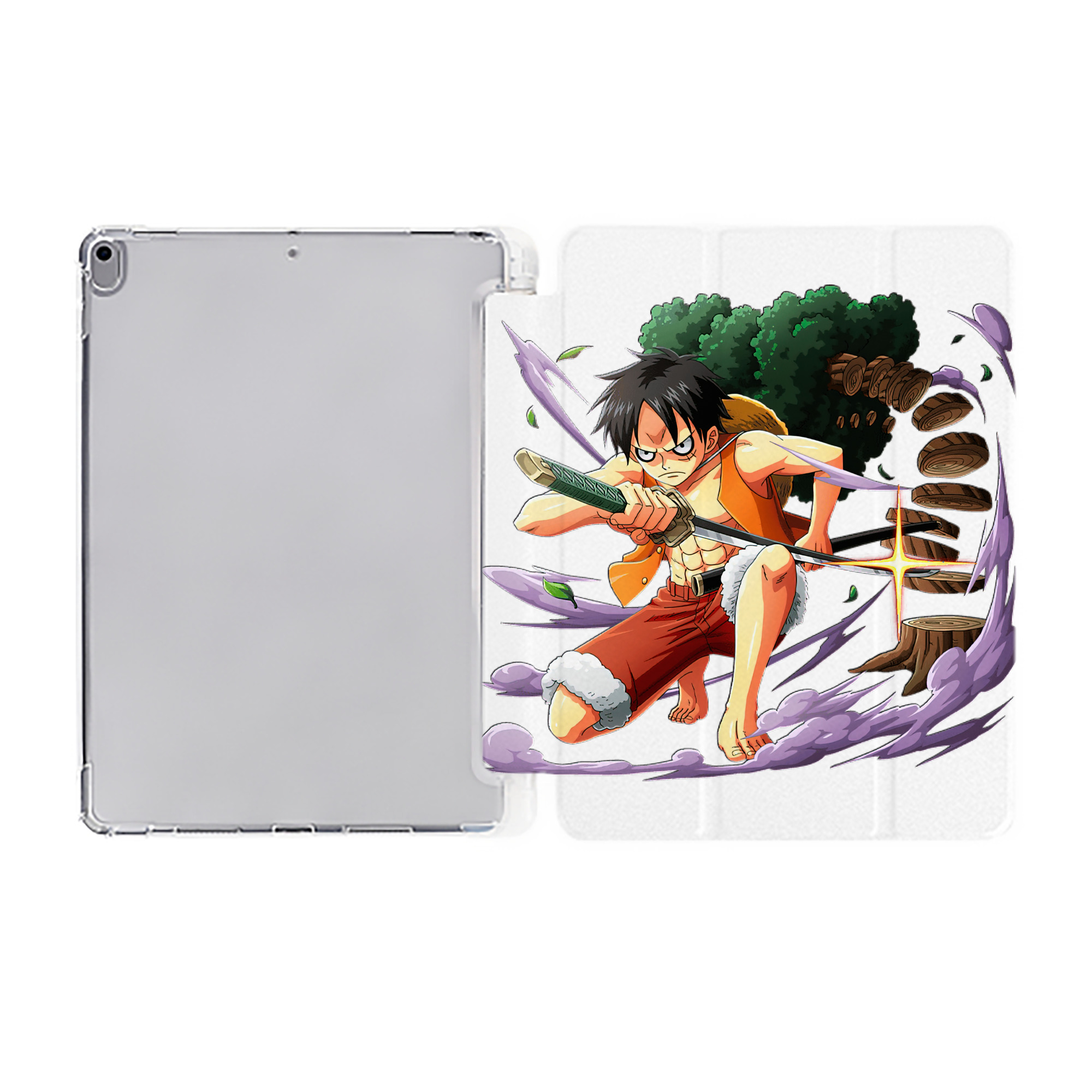 （画像用） ワンピース モンキー・D・ルフィ ONE PIECE Monkey D. Luffy IPad ケース ペン収納付き 三つ折りスタンド PUレザー×シリコン 対応機種9.5/10.5/10.9インチ